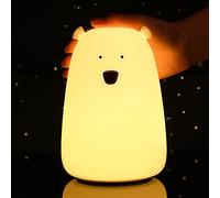Orso Luce Notturna per Bambini, 7 LED Cambia Colore Portatile Touch Lampada per Bambini, USB Ricaricabile Luce Notturna per Animali in Silicone per Bambi Asilo Nido Regalo di Compleanno per Bambina