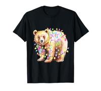 Orso Luci di Natale Buon Natale Festa di Natale Maglietta