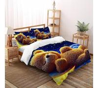 Orso Luna Set Di Biancheria Da Letto Copripiumino 2 Pezzi Comfort in Morbida Microfibra Per Coppia Adulti Doppia Federa Double（200x200cm）