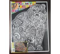 Orso Mandala Colorvelvet. Disegno in velluto da colorare grande 47*35 Con set di pennarelli Carioca. 8024238555707