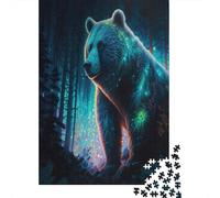 Orso mistico nella foresta Puzzle 1000Pcs Animale fantastico luminoso Decorazione Per La Casa. Rilassamento E Intelligence Per Adulti E Bambini Da 14 Anni 52x38cm/1000pcs