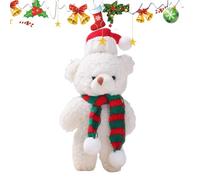 Orso natalizio in peluche, sciarpa a forma di orsetto bianco e marrone, 16 cm, decorazione per torte, forniture per feste di compleanno e Capodanno