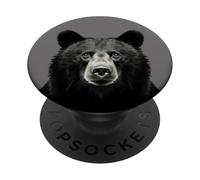 Orso nero Close up faccia ritratto PopSockets PopGrip Adesivo