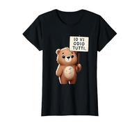 Orso odio Tutti - Regalo Divertente Amico Maglietta, Donna, Nero, L