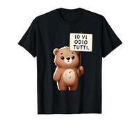 Orso odio Tutti - Regalo Divertente Amico Maglietta, Uomo, Nero, XL