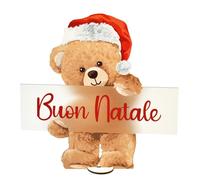 Orso Orsetto natalizio BUON NATALE in MDF 35x33 cm - fronte retro 1G8L