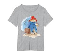 Orso Paddington in Cerca di Avventura Maglietta, Donna Plus-Size, Grigio Melange, 1X