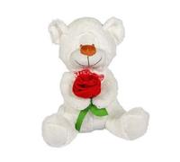 Orso Peluche Bianco 35cm con Fiore in Borsa Regalo San Valentino
