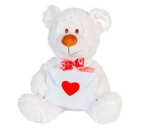 Orso Peluche Bianco 35cm con Lettera in Borsa Regalo San Valentino