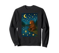Orso Pesca per Stelle Cielo Notturno Bosco Storybook Scena Felpa
