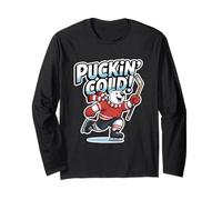 Orso Polare Che Gioca a Disco da Hockey Divertente Gioco di Parole Puckin' Freddo Maglia a Manica
