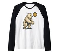 Orso Polare Che Gioca a pallavolo accovacciato e Colpisce la Palla Maglia con Maniche Raglan