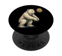 Orso polare che gioca a pallavolo accovacciato e colpisce la palla PopSockets PopGrip Adesivo