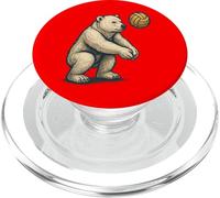 Orso polare che gioca a pallavolo accovacciato e colpisce la palla PopSockets PopGrip per MagSafe
