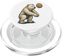 Orso polare che gioca a pallavolo accovacciato e colpisce la palla PopSockets PopGrip per MagSafe