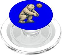 Orso polare che gioca a pallavolo accovacciato e colpisce la palla PopSockets PopGrip per MagSafe
