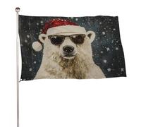 Orso polare che indossa occhiali con bandiera della neve che cade 9,6 x 1,5 m bandiere da giardino all'aperto banner decorazione per cortile portico prato fattoria