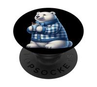 Orso polare che tiene il cacao caldo in maglione PopSockets PopGrip Adesivo