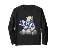 Orso Polare Che Tiene l'Alaska Segno Vintage Amante dell'Alaska Maglia a Manica