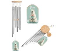 Orso polare che tiene un piccolo regalo avvolto campanelli a vento commemorativo tono profondo scacciaspiriti con 6 tubi in alluminio decorazione da giardino esterno cortile