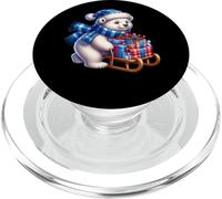 Orso polare con regali su una slitta nella neve PopSockets PopGrip per MagSafe