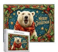 Orso polare con sciarpa rossa, puzzle da 1000 pezzi per adulti, biglietti di Natale, puzzle artistici impegnativi per giochi di attività in famiglia, puzzle colorato fai da te per decorazioni per la