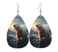 Orso polare in inverno Orecchini in pelle a forma di lacrima - texture leggera di lusso, adatti per l'uso quotidiano, orecchini per feste e appuntamenti, Misura unica, Pelle sintetica