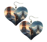 Orso polare in inverno stampe eleganti orecchini a forma di cuore leggeri accessori da donna perfetti per feste e San Valentino.