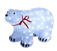 Orso Polare Luminoso con 100 LED alzato in cammino Natalizio Decorativo Sciarpa Rossa in acrilico Interno/Esterno allestimenti eventi decorazione giardino albero di natale