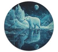 Orso Polare Puzzle 1000 Pezzi Ghiacciaio Luna Notte Rotondo Puzzle Gioco Casuale Decorazione Casa per Adulti 1000pcs (67,5x67,5cm)