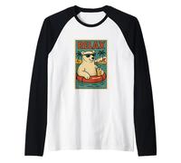 Orso polare Relax Carino Animale Vintage Rilassante Stampa Retro Maglia con Maniche Raglan