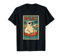 Orso polare Relax Carino Animale Vintage Rilassante Stampa Retro Maglietta