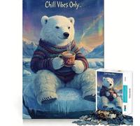 Orso polare rilassante nella neve con aurora boreale - Puzzle da 1000 pezzi per adulti - Gioco di logica - Immagine rilassante da assemblare - Articolo di Babbo Natale (50x75cm)