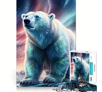 Orso polare sotto l'aurora boreale, puzzle da 1000 pezzi per ragazzi, gioco di logica e abilità, rilassante, taglio preciso, regalo di Natale (38x26cm)