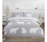 Orso Polare Stella Set Copripiumino Cotone Spazzolato Arrossire/Grigio - Singolo