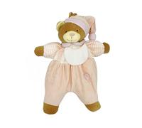Orso porta pigiama con bavaglino in tela aida (rosa)