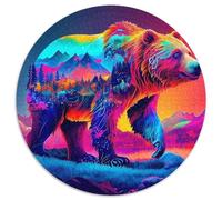 Orso Puzzle 1000 Pezzi Montagna Rotonda Puzzle Gioco Educativo Sfida Giocattolo Home Decor per Tutta la Famiglia 1000pcs (67,5x67,5cm)