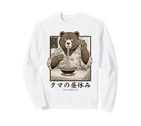 Orso Ramen Giapponese Mangiare Tagliatelle Retro 70s Manga Felpa