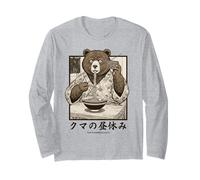 Orso Ramen Giapponese Mangiare Tagliatelle Retro 70s Manga Maglia a Manica