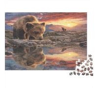 Orso, riflesso Jigsaw Puzzle 1000pcs (75x50cm) Adulti Montagne Tramonto And Clouds Puzzle Gioco EduGattoivo Decorazioni Per La Casa
