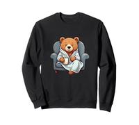 Orso rilassato in accappatoio con tazza - stile cartoon Felpa