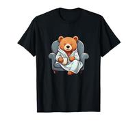 Orso rilassato in accappatoio con tazza - stile cartoon Maglietta