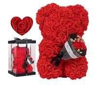 Orso Rosa 24cm | Orsetto Rosa Fio-re Regalo Donna, Regali Di San Val-entino Matrimonio Compleanno, Ro-se Te-ddy Bear Con Mazzo Di Fiori, Orso Rosa Artificiale, Confezione Regalo Trasparente Inclusa