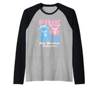 Orso Rosa o Blu Big Brother Loves You Gender Reveal Maglia con Maniche Raglan