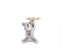 ORSO SALVADANAIO CON VASSOIO H.21 CERAMICA ANDREA FONTEBASSO LINEA BEAR (ARGENTO)