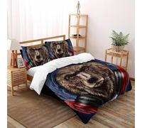 orso Set Di Biancheria Da Letto animalee Copripiumino 2 Pezzi Comfort in Cotone Per Coppia Adulti Doppia Con 2 Federe Double（200x200cm）