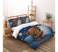 Orso stellare Set Di Biancheria Da Letto Copripiumino 2 Pezzi Comfort Bassa Allergia Per Coppia Adulti Doppia 1 Federa Double（200x200cm）