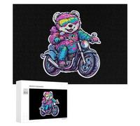 Orso sulla moto puzzle per adulti attività familiari giochi decorazione casa puzzle 300 PCS