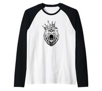 Orso Testa - Orso Arrabbiato - Orso con Una Corona - Re degli Orsi Maglia con Maniche Raglan