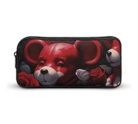 Orso tra le rose astuccio grande capacità, astuccio minimalista, leggero e resistente, piccola borsa portaoggetti per forniture per ufficio